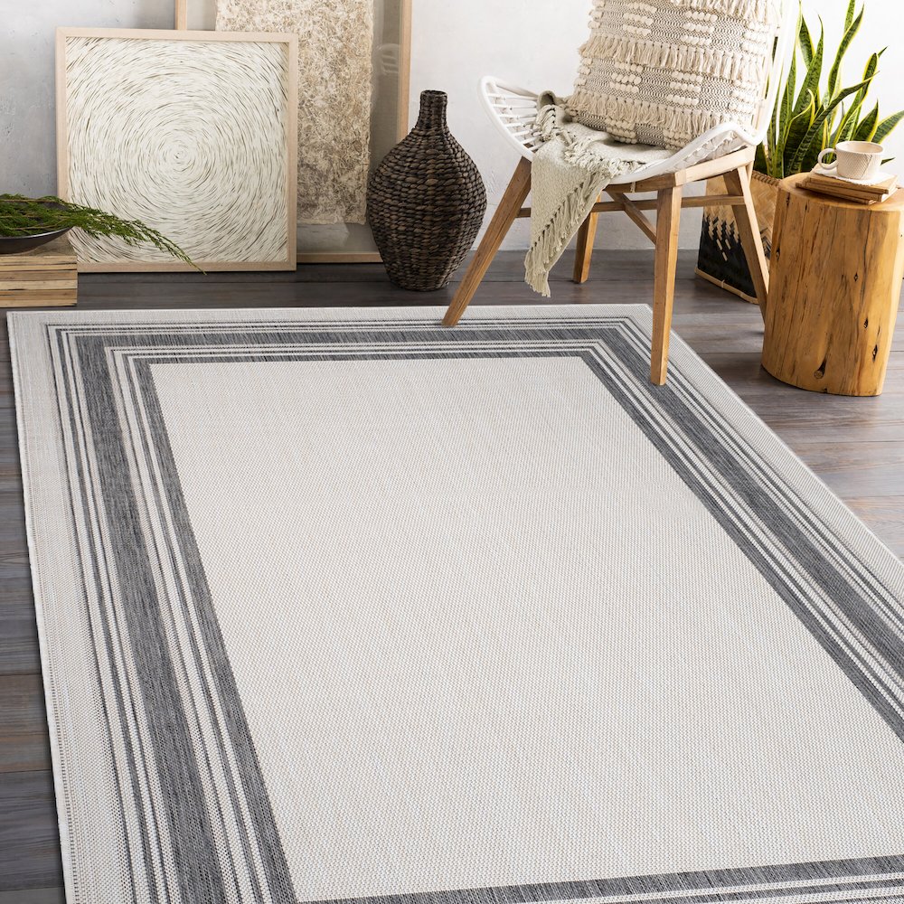 Kilimanjaro Performance Blend Area Rug Outdoor in White/Cream, 7'6" x 9'5". Picture 8