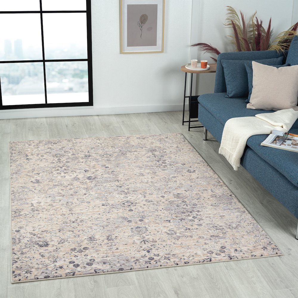 Lancaster Performance Blend Area Rug Indoor in Gray/Blue, 5' x 7'11". Picture 2