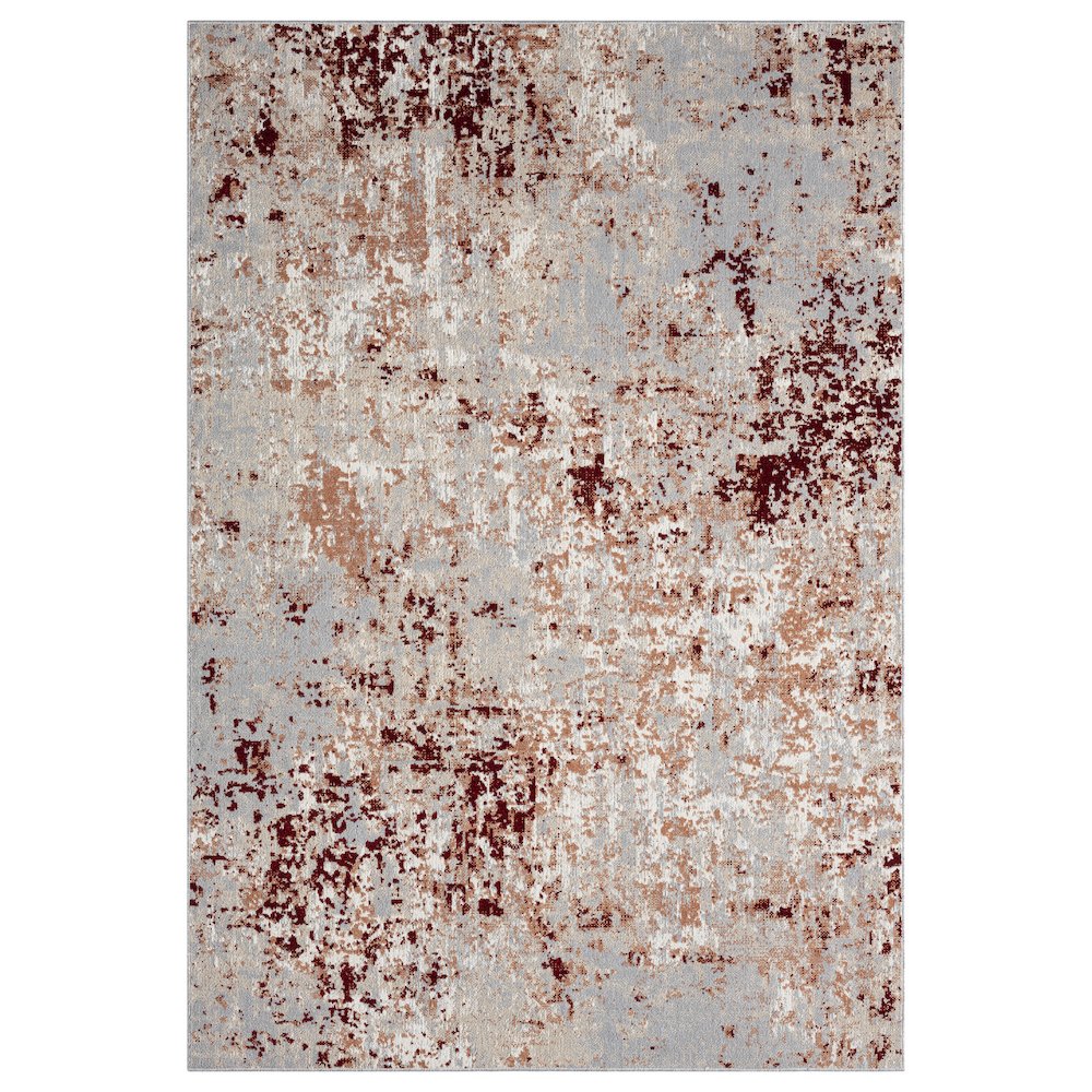 Lanham Durable Performance Area Rug Indoor in Red/Gray, 5' x 7'. Picture 1