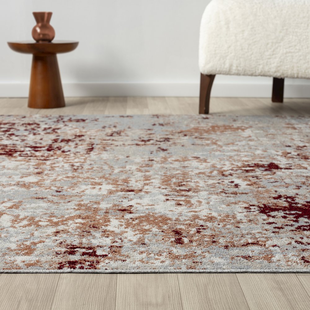Lanham Durable Performance Area Rug Indoor in Red/Gray, 2' x 8'. Picture 3