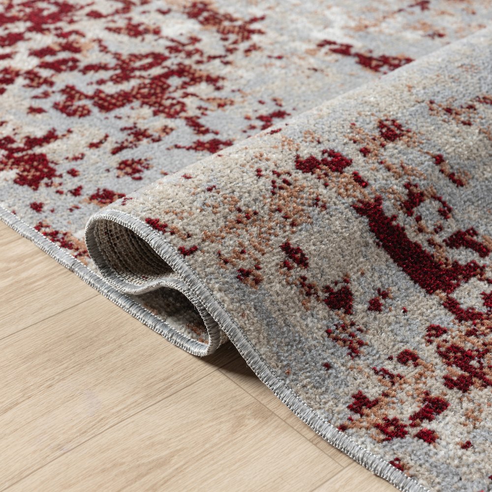 Lanham Durable Performance Area Rug Indoor in Red/Gray, 2' x 8'. Picture 4