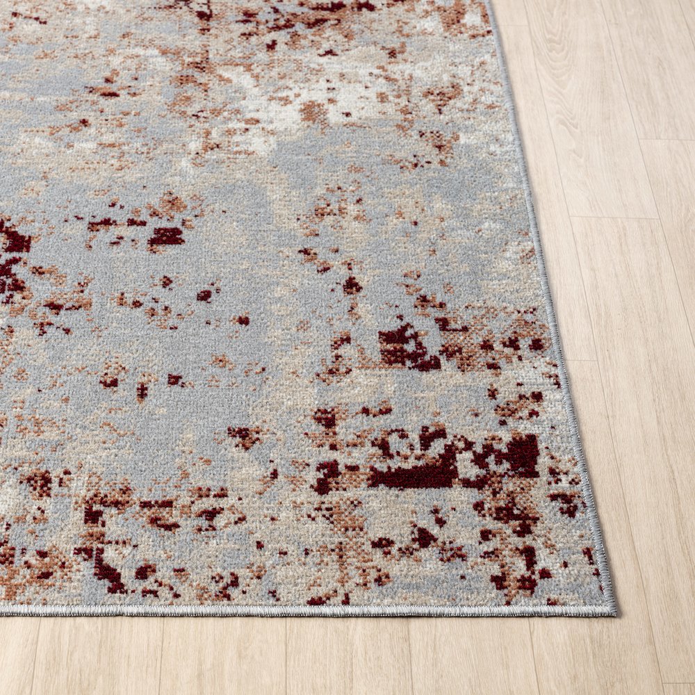 Lanham Durable Performance Area Rug Indoor in Red/Gray, 2' x 8'. Picture 5