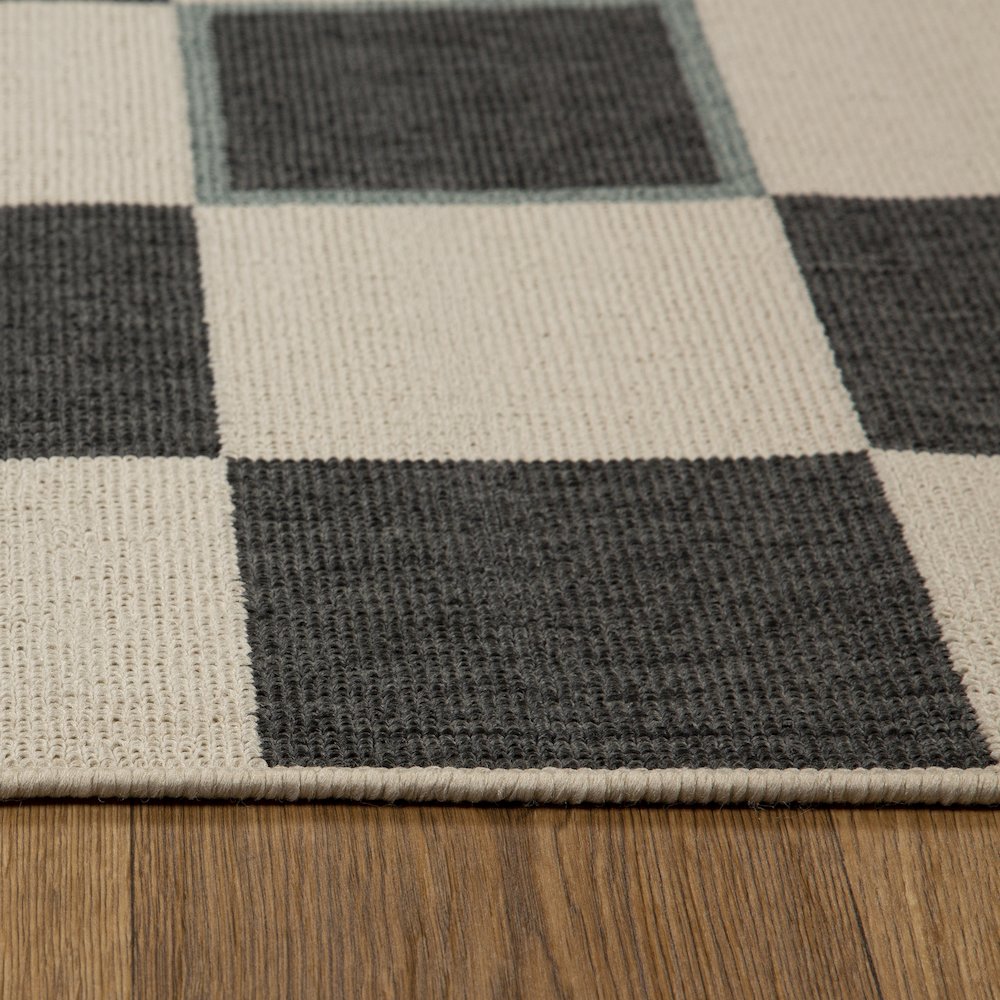 Mapa Durable Performance Area Rug Outdoor in Black/Ivory, 5' x 7'. Picture 7