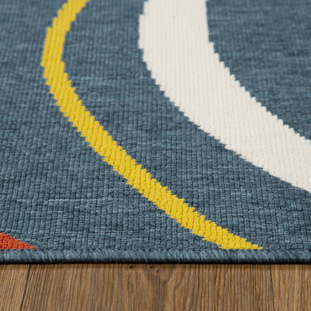 Mapa Durable Performance Area Rug Outdoor in Blue/Multicolored, 5' x 7'. Picture 7