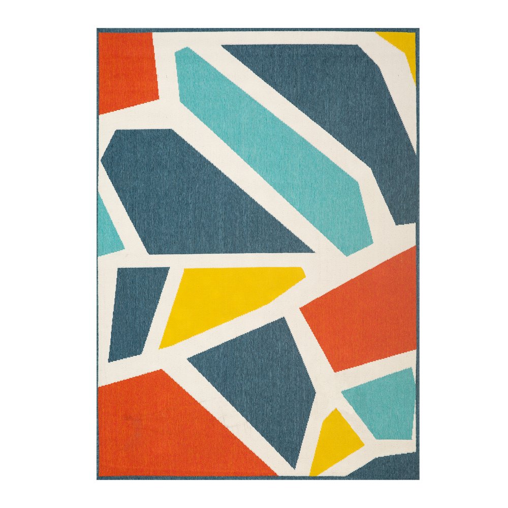 Mapa Durable Performance Area Rug Outdoor in White/Multicolored, 5' x 7'. Picture 1