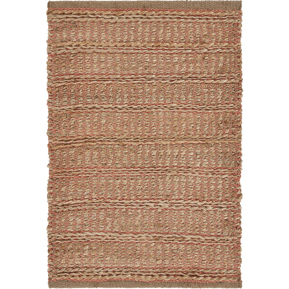 Natural Fiber Jute Blend Area Rug Indoor in Pink/Tan, 9' x 12'. Picture 1