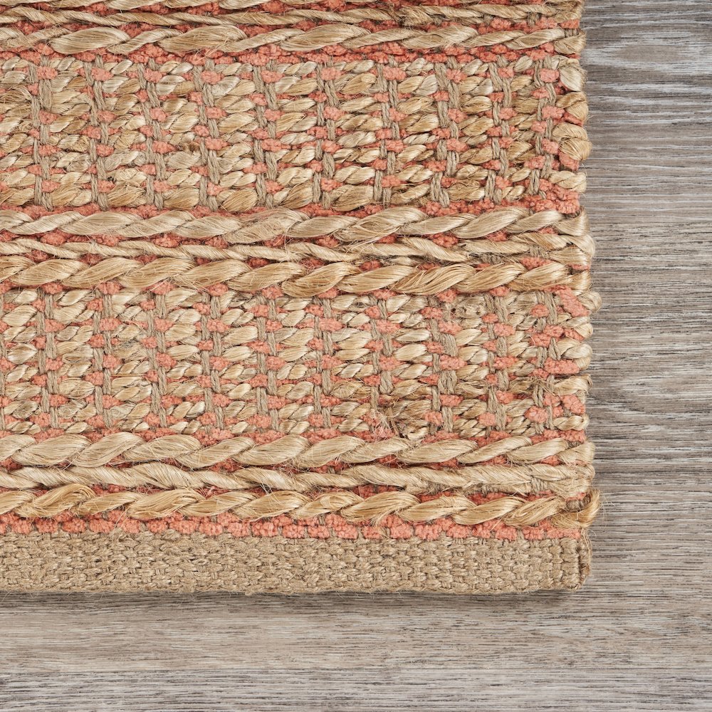 Natural Fiber Jute Blend Area Rug Indoor in Pink/Tan, 9' x 12'. Picture 3
