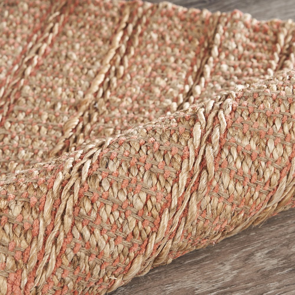 Natural Fiber Jute Blend Area Rug Indoor in Pink/Tan, 9' x 12'. Picture 5