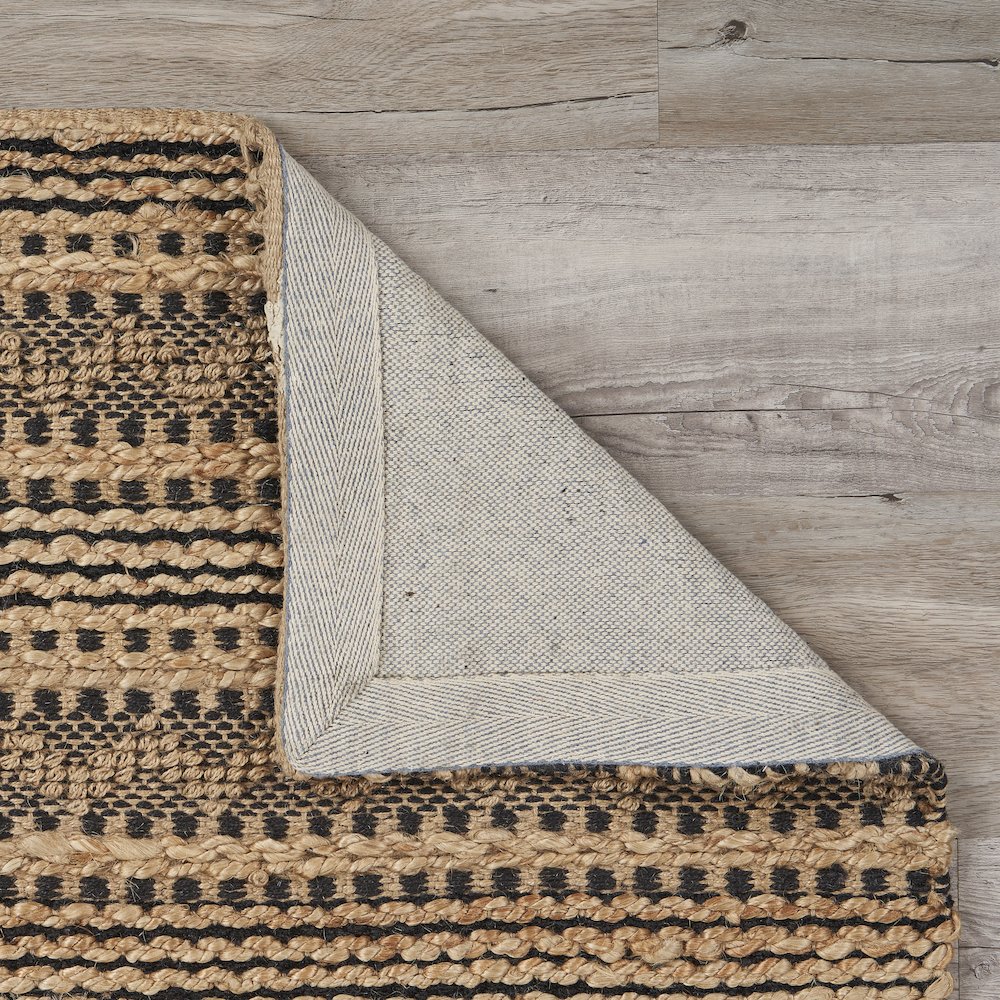 Natural Fiber Jute Blend Area Rug Indoor in Black/Tan, 9' x 12'. Picture 4