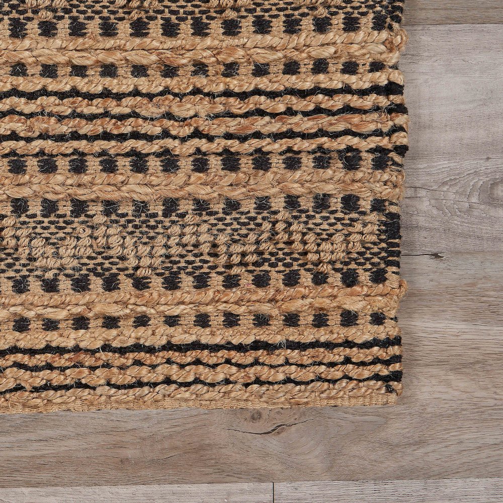 Natural Fiber Jute Blend Area Rug Indoor in Black/Tan, 9' x 12'. Picture 5