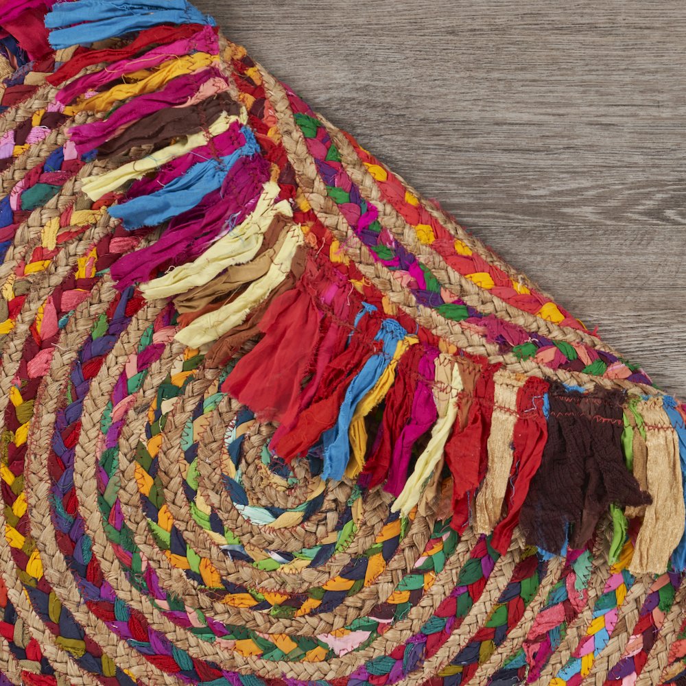 Boutique Jute Cotton Blend Area Rug Indoor in Red/Multicolored, 5'6" Round. Picture 4