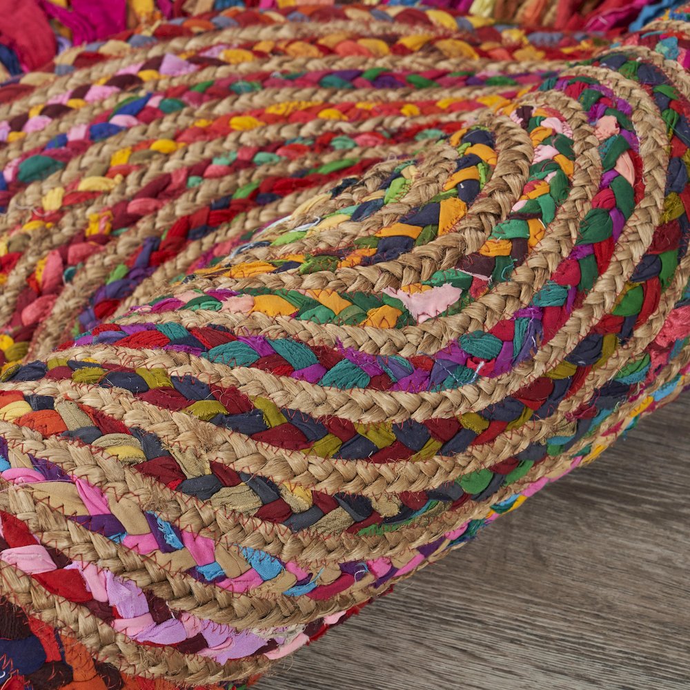 Boutique Jute Cotton Blend Area Rug Indoor in Red/Multicolored, 5'6" Round. Picture 5