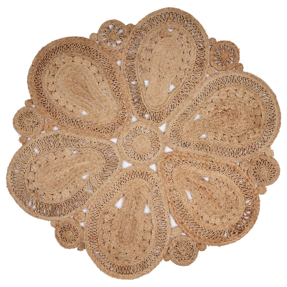 Boutique Jute Jute Area Rug Indoor in Tan/Brown, 6' Round. Picture 1