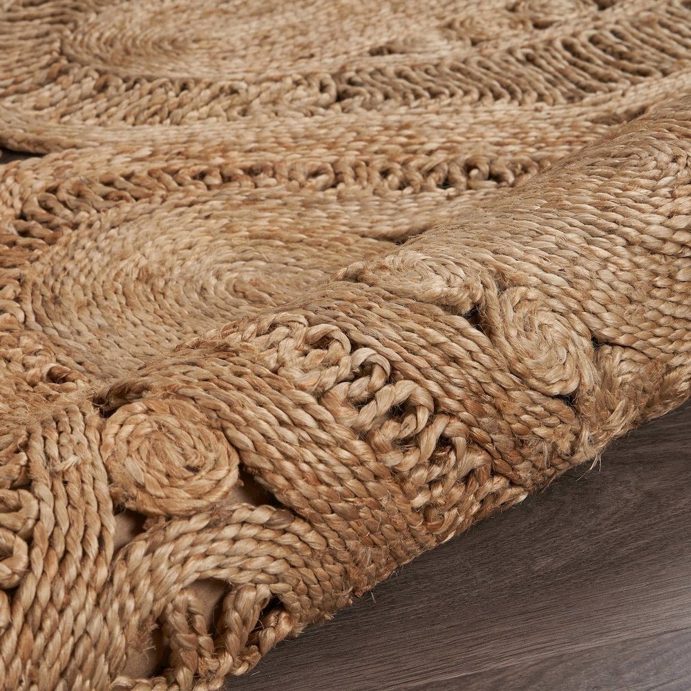 Boutique Jute Jute Area Rug Indoor in Tan/Brown, 6' Round. Picture 6