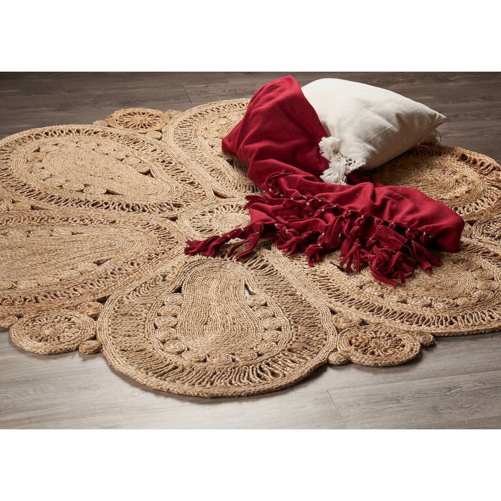 Boutique Jute Jute Area Rug Indoor in Tan/Brown, 6' Round. Picture 8