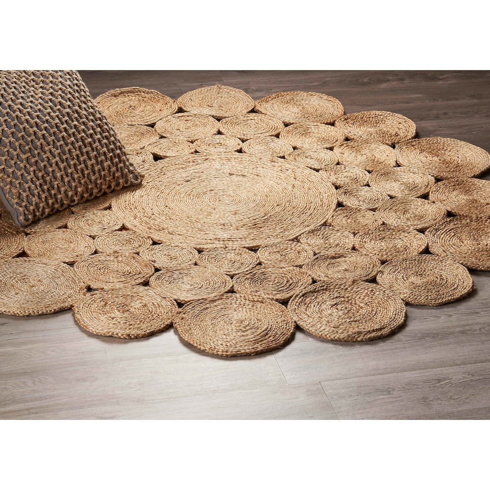 Boutique Jute Jute Area Rug Indoor in Tan/Brown, 6' Round. Picture 8