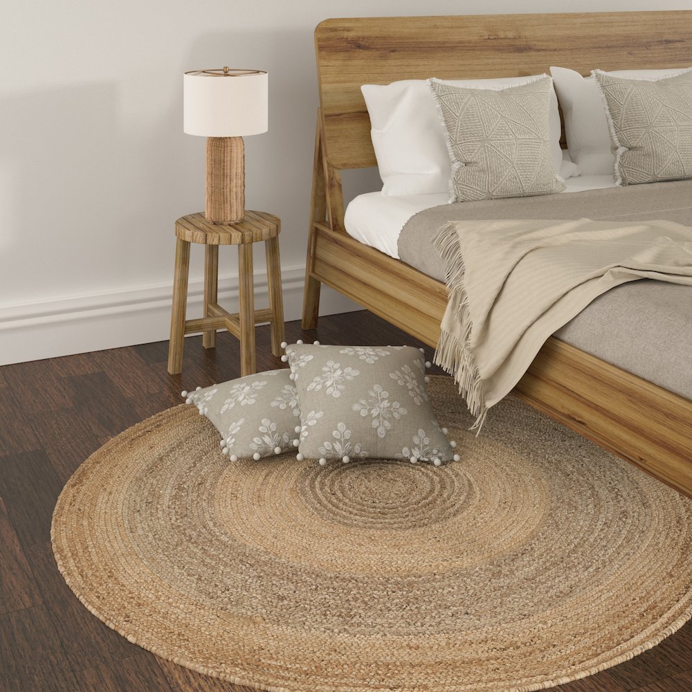 Boutique Jute Jute Area Rug Indoor in Tan/Brown, 6' Round. Picture 2