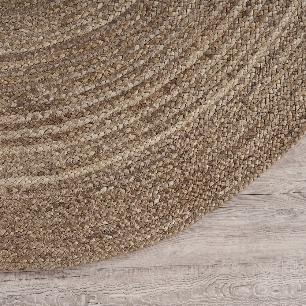 Boutique Jute Jute Area Rug Indoor in Tan/Gray, 6' Round. Picture 5
