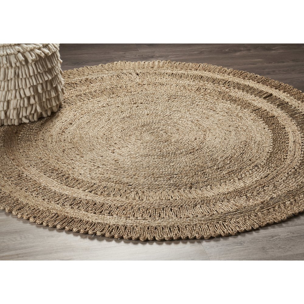 Boutique Jute Jute Area Rug Indoor in Tan/Brown, 6' Round. Picture 8