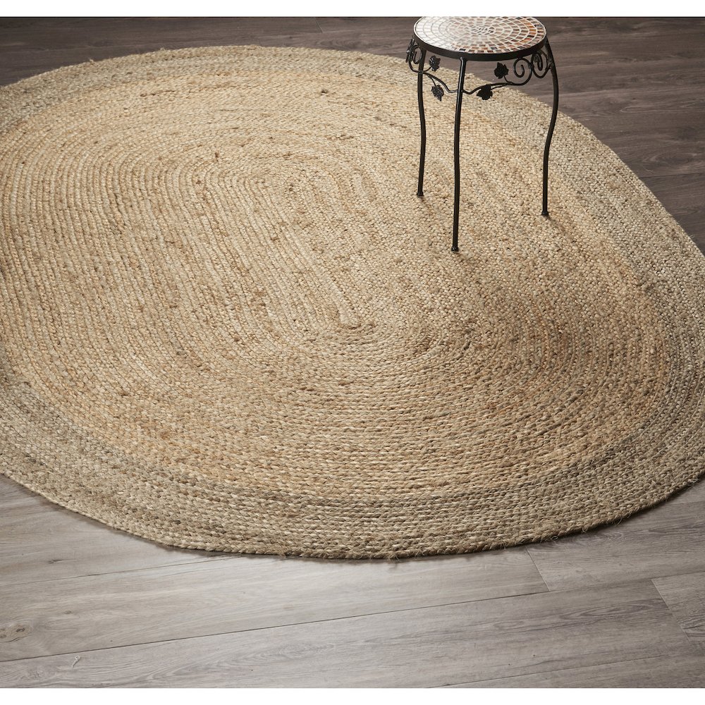 Boutique Jute Jute Area Rug Indoor in Tan/Brown, 7' x 9' Oval. Picture 8