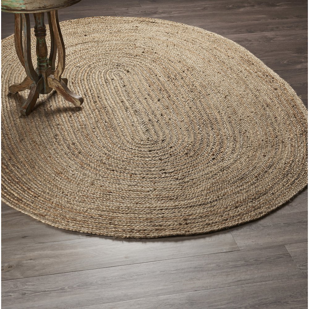 Boutique Jute Jute Area Rug Indoor in Tan/Gray, 7' x 9' Oval. Picture 8