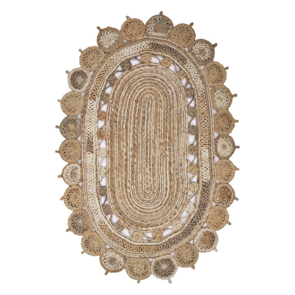 Boutique Jute Jute Area Rug Indoor in Brown/Tan, 7' x 9' Oval. Picture 1