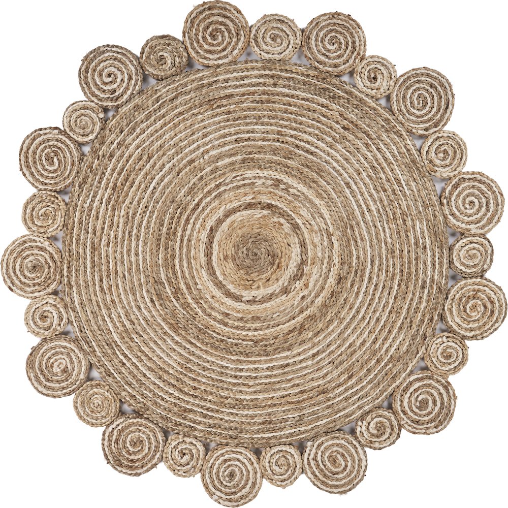 Boutique Jute Jute Area Rug Indoor in Tan/Ivory, 6' Round. Picture 1