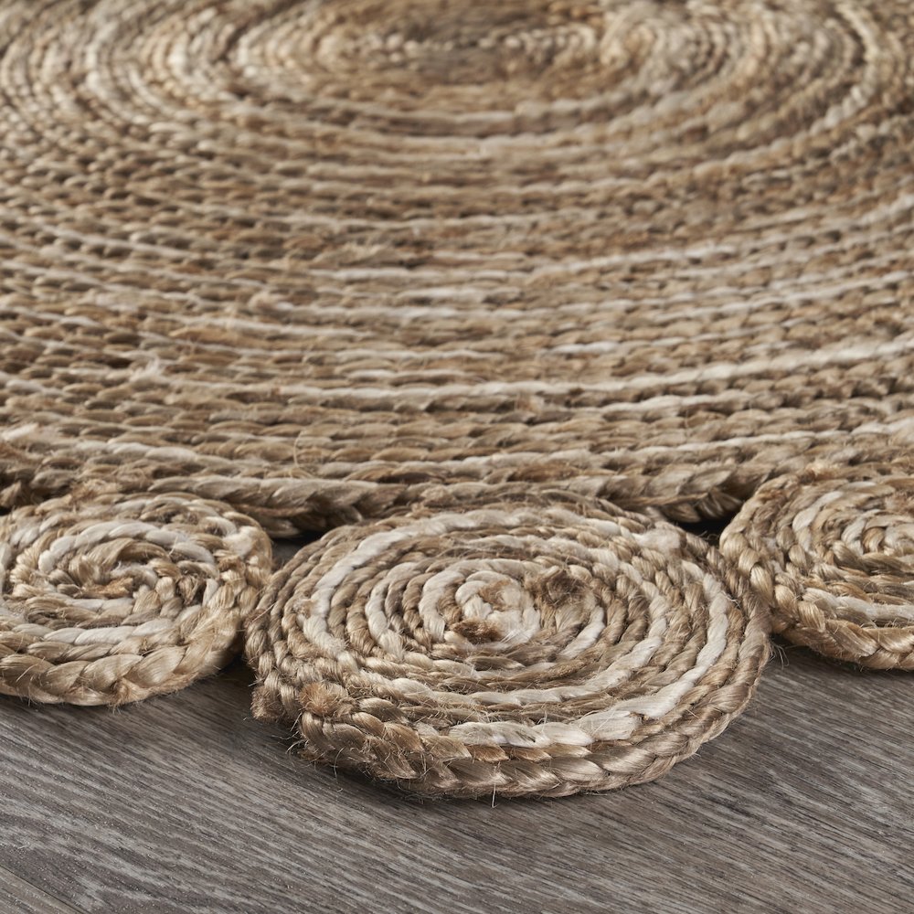 Boutique Jute Jute Area Rug Indoor in Tan/Ivory, 6' Round. Picture 3
