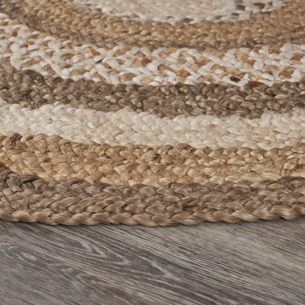 Boutique Jute Jute Area Rug Indoor in Brown/Ivory, 6' Round. Picture 3