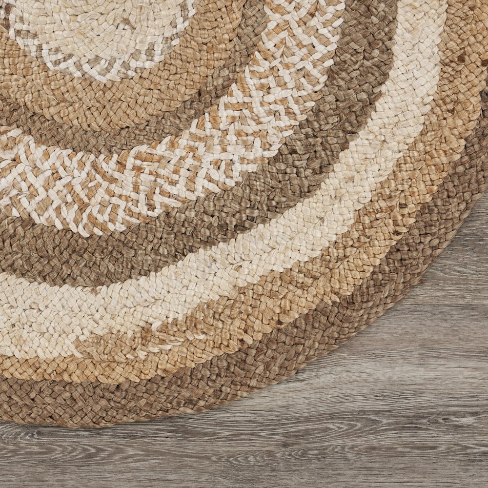 Boutique Jute Jute Area Rug Indoor in Brown/Ivory, 6' Round. Picture 5