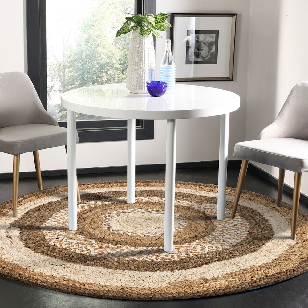 Boutique Jute Jute Area Rug Indoor in Brown/Ivory, 6' Round. Picture 8
