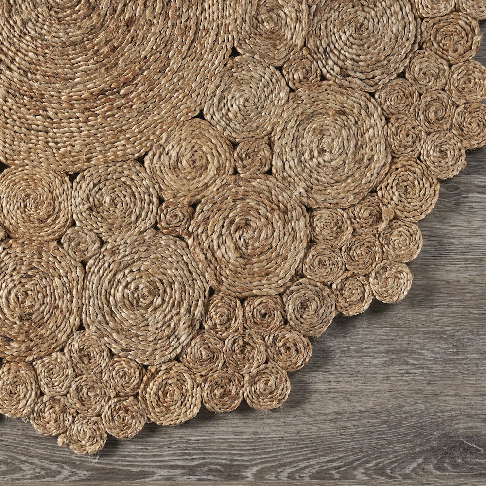Boutique Jute Jute Area Rug Indoor in Brown/Tan, 6' Round. Picture 6