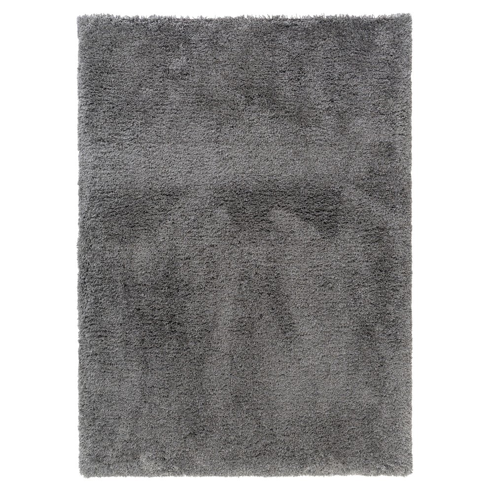 Black Shag Solid Hand-Loomed Polyester Indoor Area Rug. Picture 1