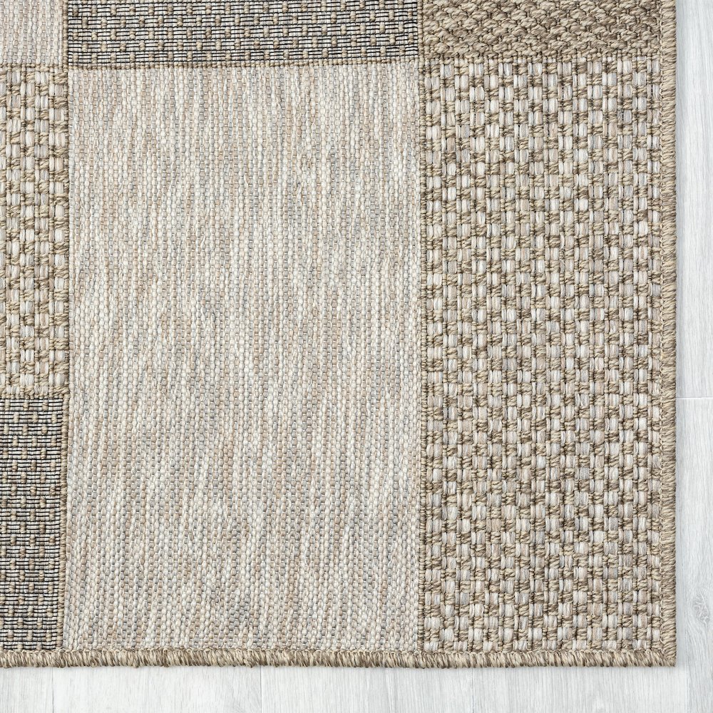 Oslo Modern Color-Block Brown Indoor Outdoor Area Rug. Picture 4