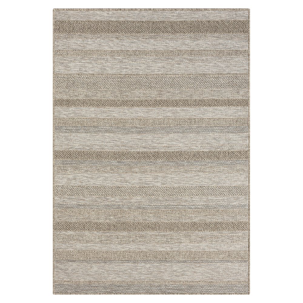 Oslo Modern Striped Brown Indoor Outdoor Area Rug. Picture 1