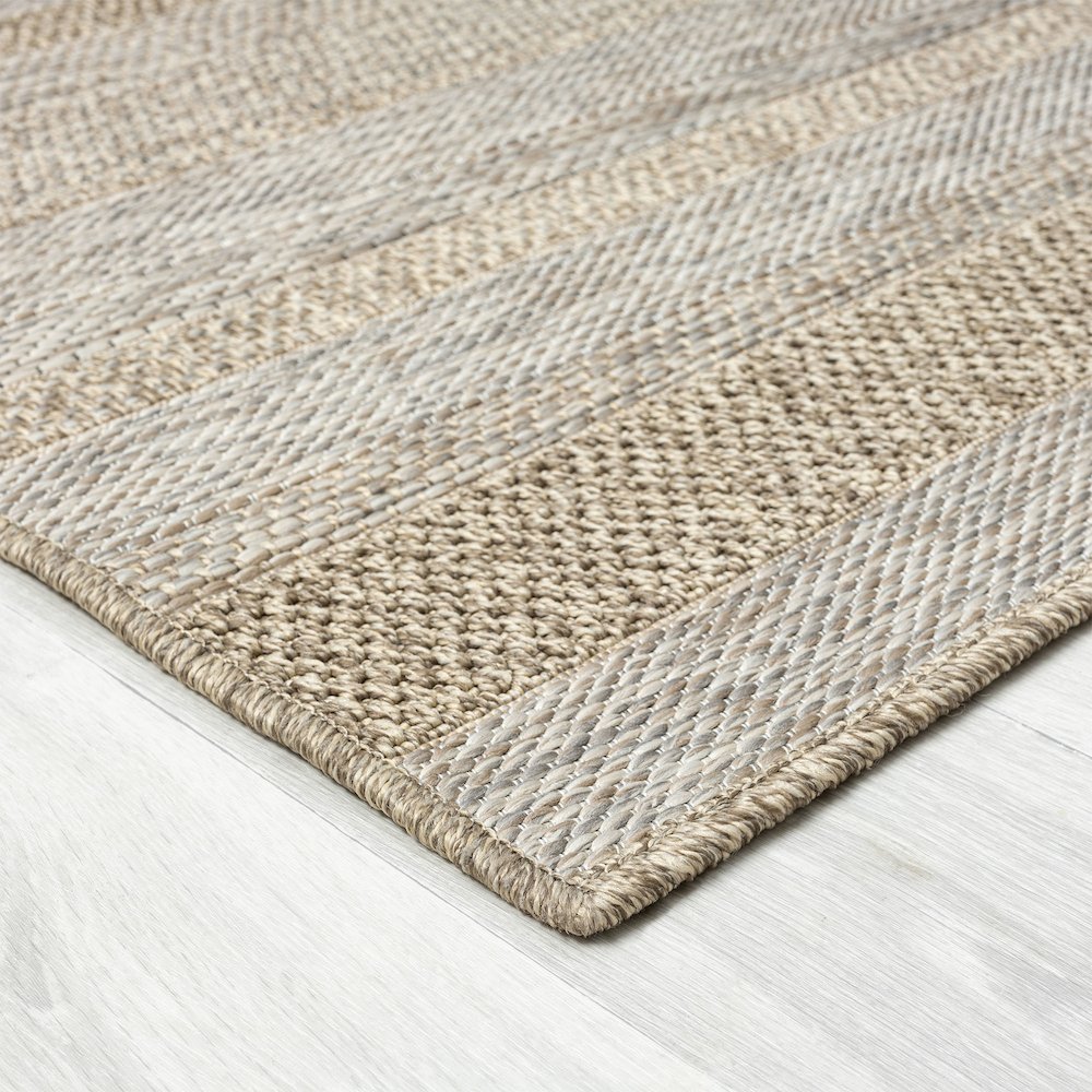 Oslo Modern Striped Brown Indoor Outdoor Area Rug. Picture 3