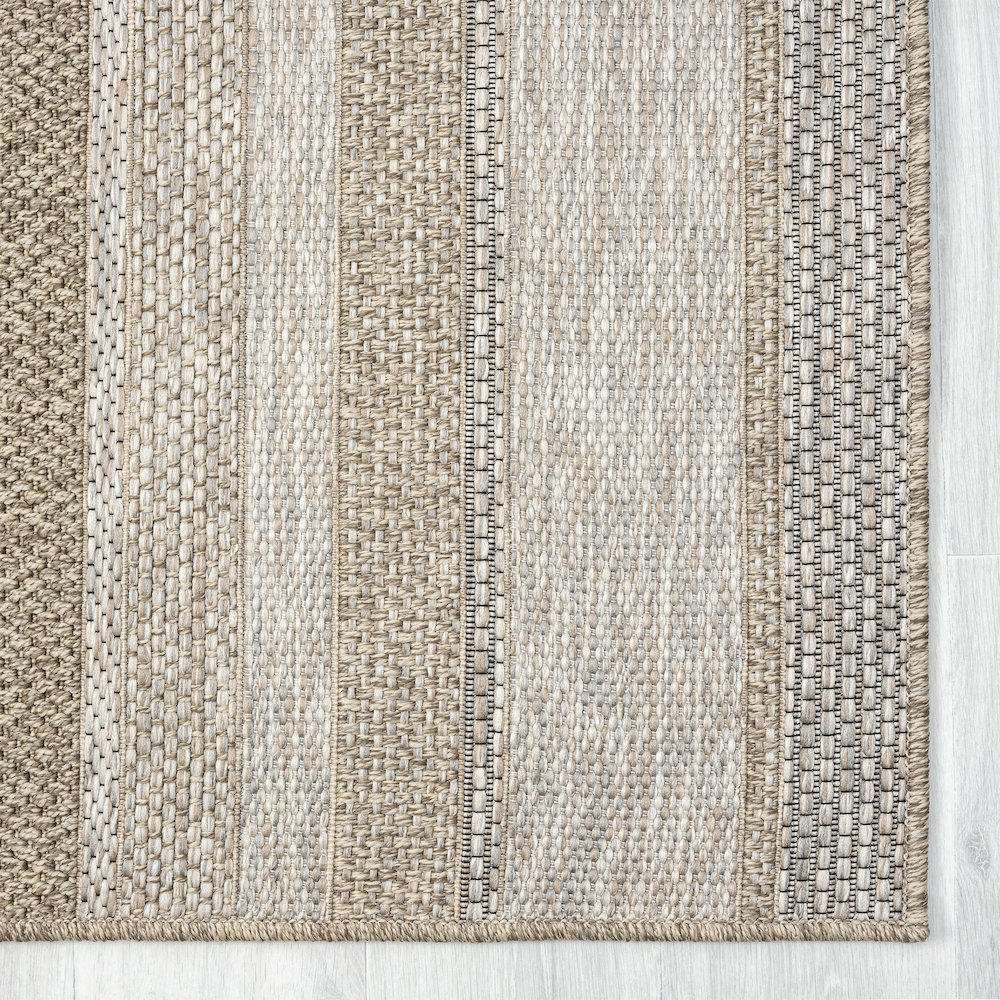Oslo Modern Striped Brown Indoor Outdoor Area Rug. Picture 5