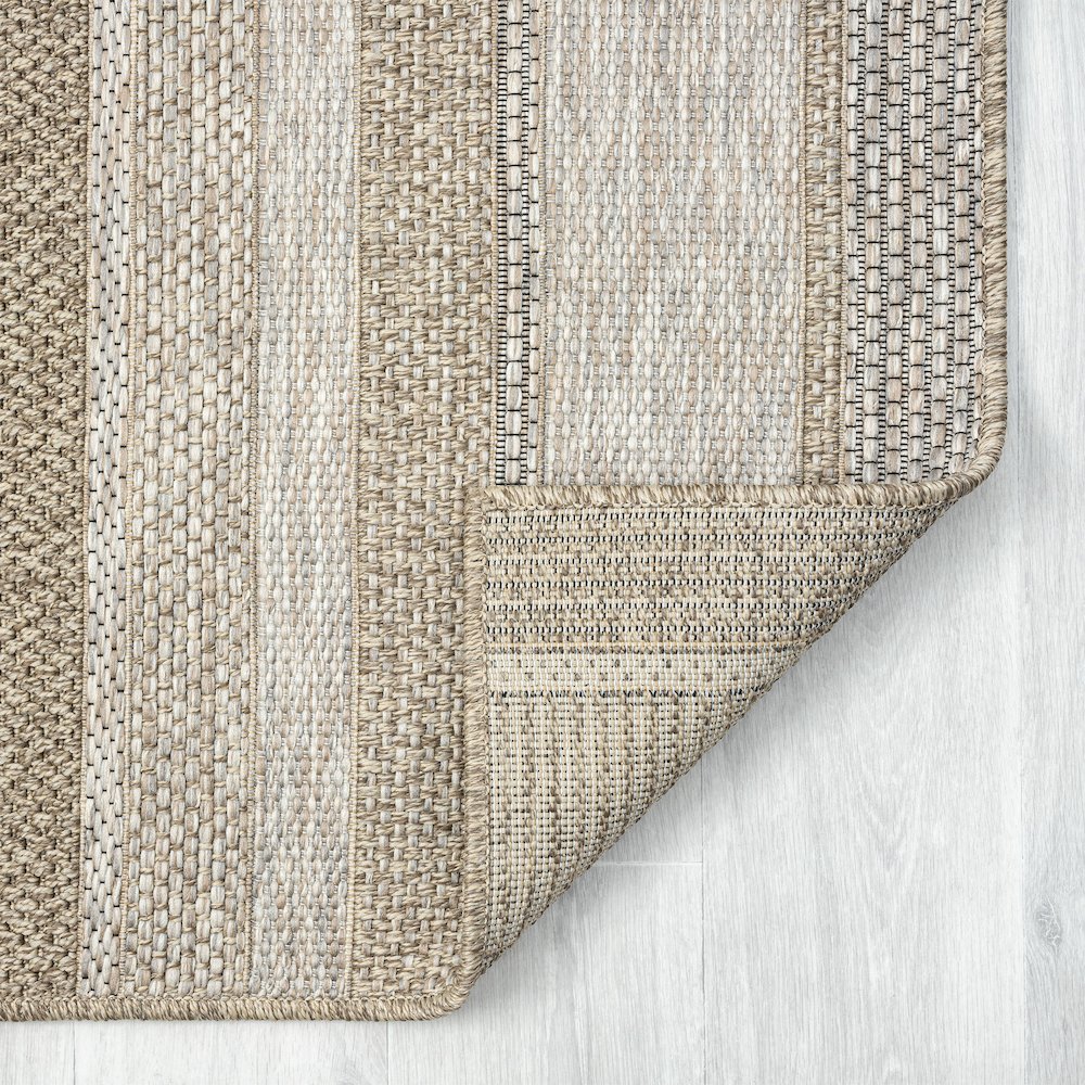 Oslo Modern Striped Brown Indoor Outdoor Area Rug. Picture 6