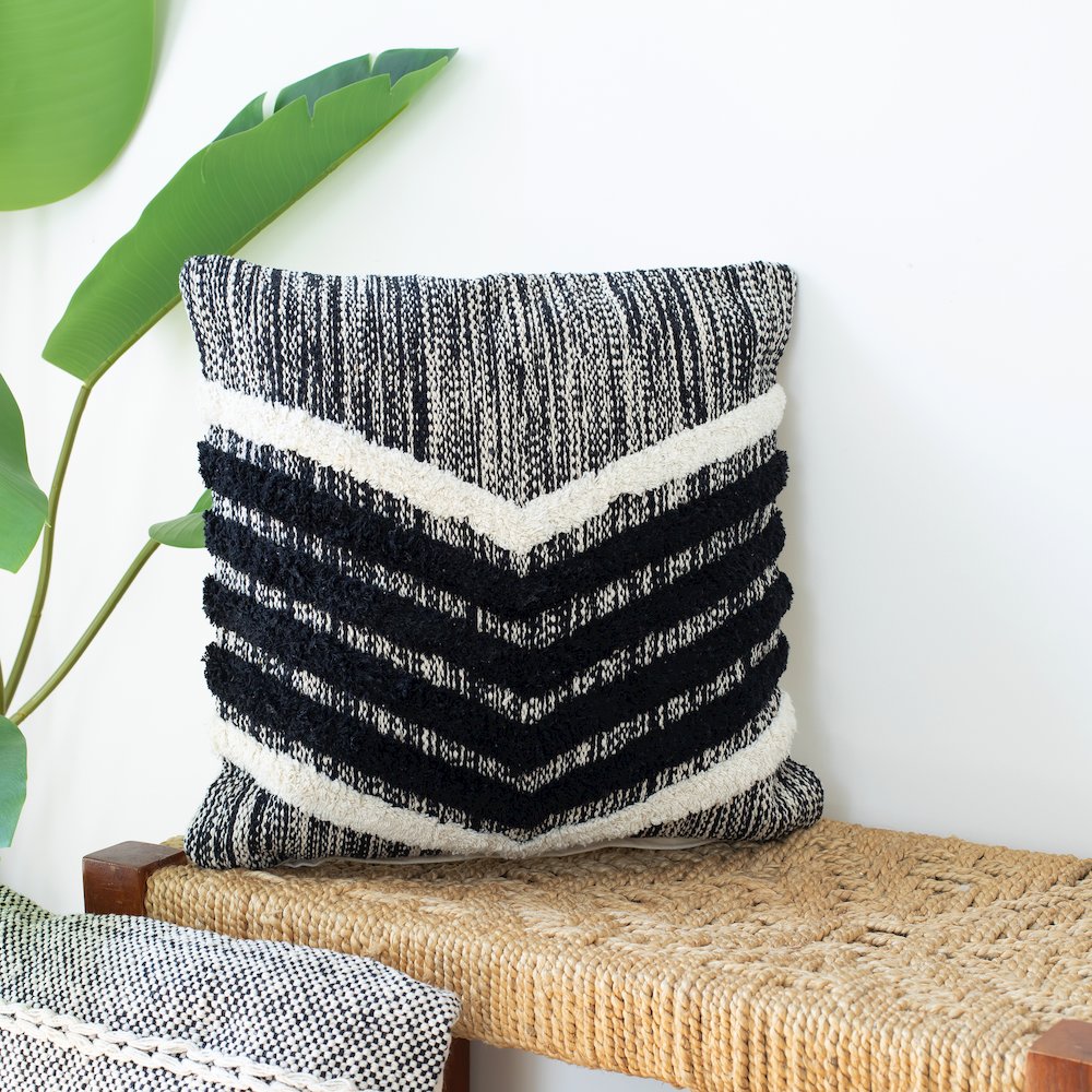 Black Pinstripe Throw Pillow. Picture 2