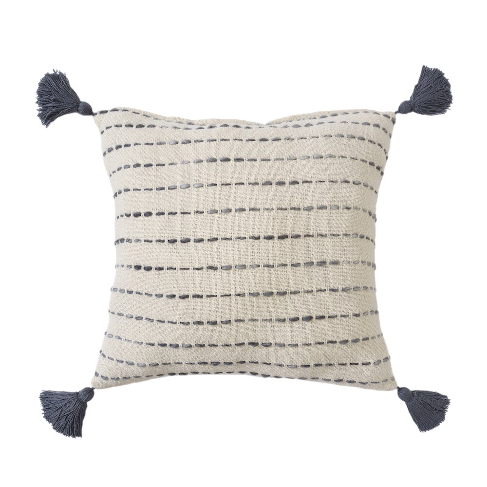 Dash Pillows Cotton Blend Poly Filled Pillow in White/Blue, 20" x 20". Picture 5
