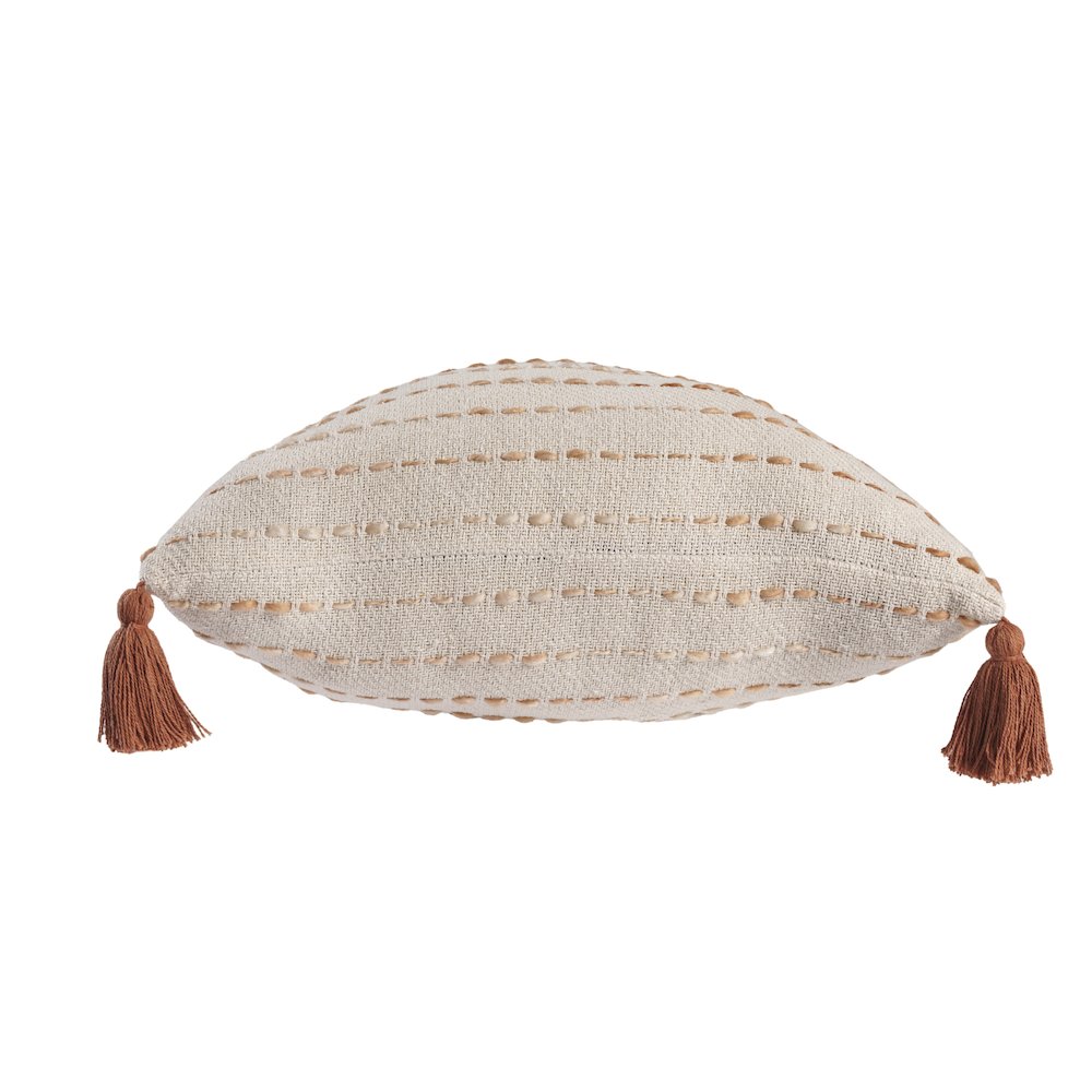 Dash Pillows Cotton Blend Poly Filled Pillow in White/Brown, 20" x 20". Picture 8