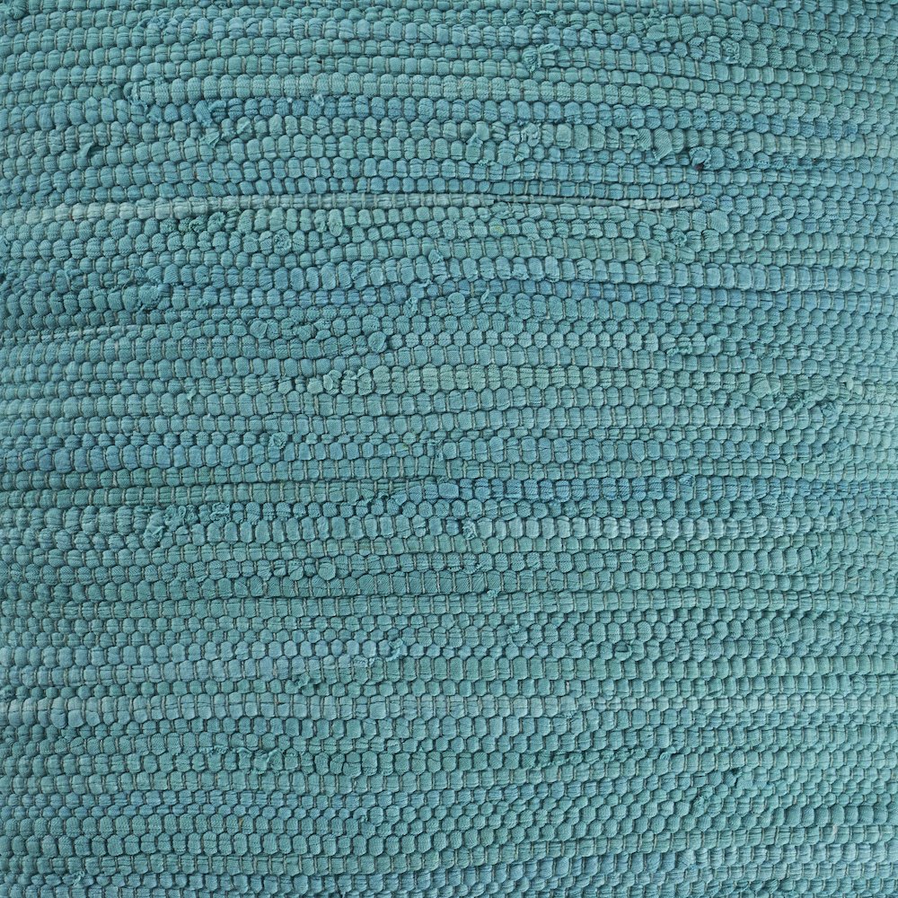 Solid Turquoise Blue Jute Bordered Throw Pillow. Picture 7