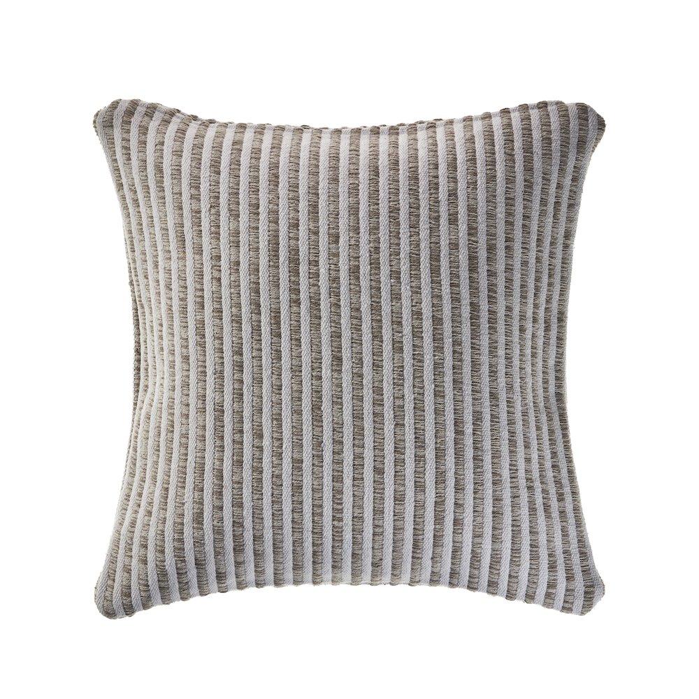 Beige and Cream Striped Throw Pillow. Picture 2