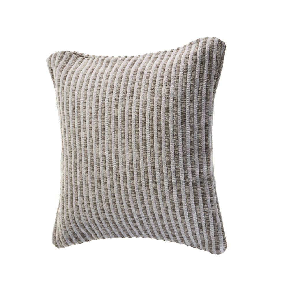 Beige and Cream Striped Throw Pillow. Picture 4