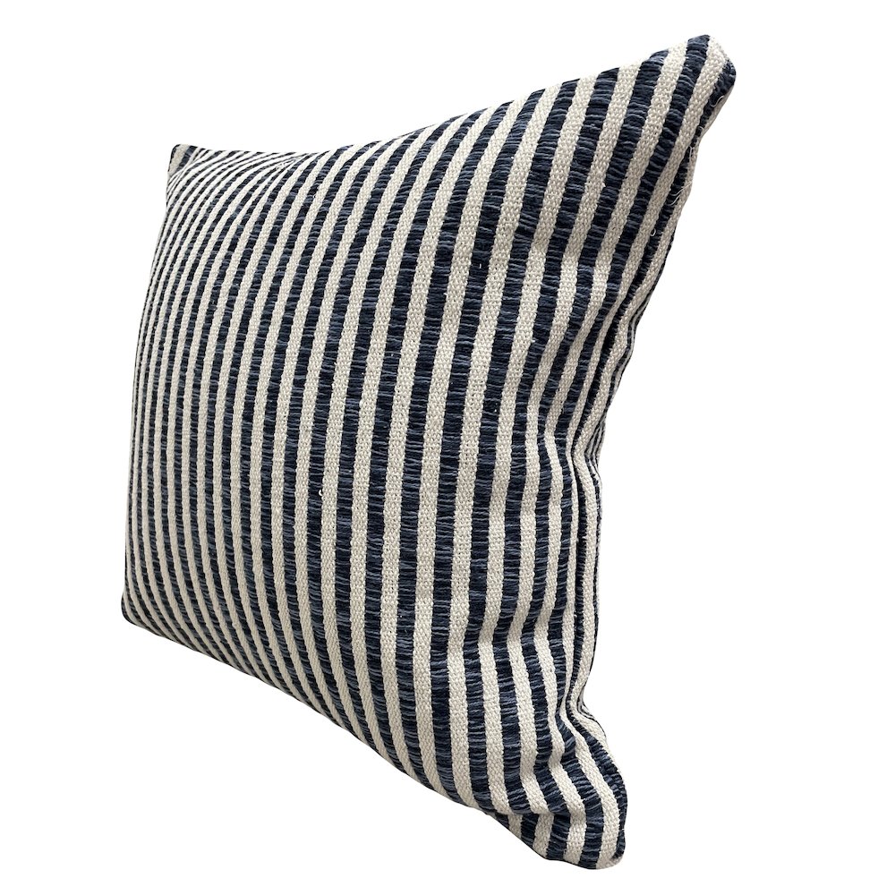 Ox Bay Blue/White Stripe All-Natural Cotton Pillow Cover, Set of 2. Picture 5