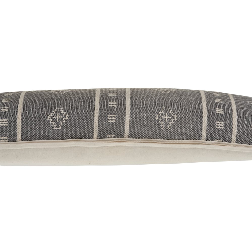 Embroidered Gray and Cream Throw Pillow. Picture 4