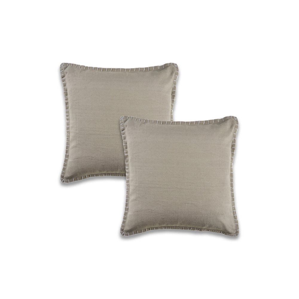 Vital  Cotton Pillow Set of 2 in Brown, 24" x 24". Picture 1
