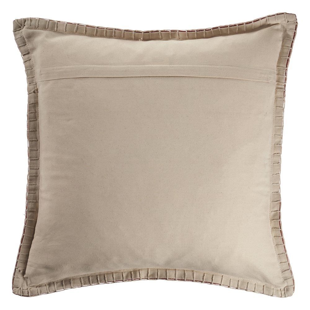 Embroidered Edge Bordered Solid Throw Pillow. Picture 3