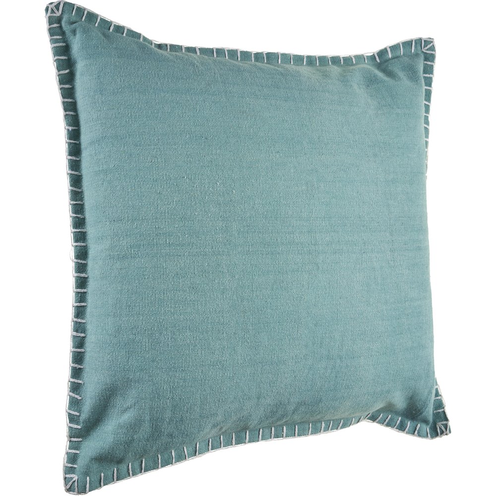 Embroidered Edge Bordered Solid Throw Pillow. Picture 1