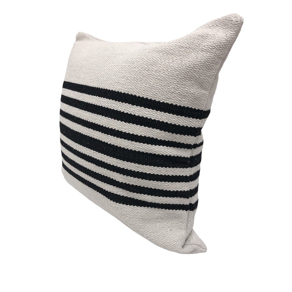 Ox Bay Black/White Striped All-Natural Cotton Square 2 Piece Pillow Cover Set. Picture 7